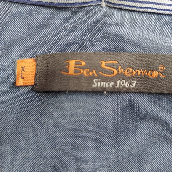 Ben Sherman Men's Shirt Size XL Blue White Stripe Long Sleeve Button Down Cotton - Picture 8 of 15